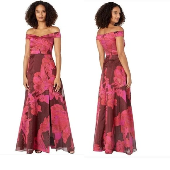 Adrianna Papell Dresses & Skirts - ADRIANNA PAPELL NEW Gown Off-the-Shoulder Organza Gown in Burgundy/Red / Size 6